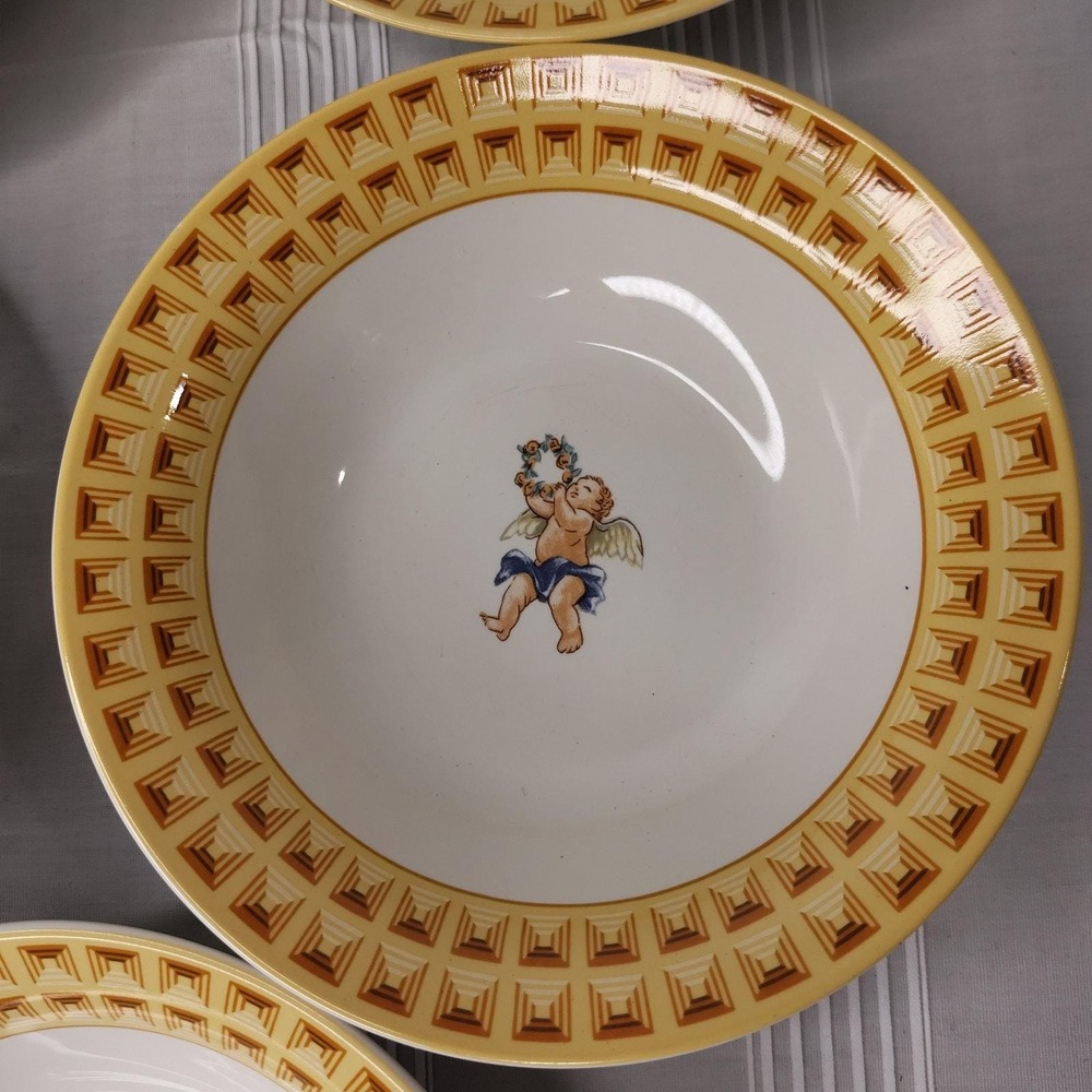 Fitz and Floyd Habitat American Cherub Set of 5 Soup Cereal Bowls 7 3/8"